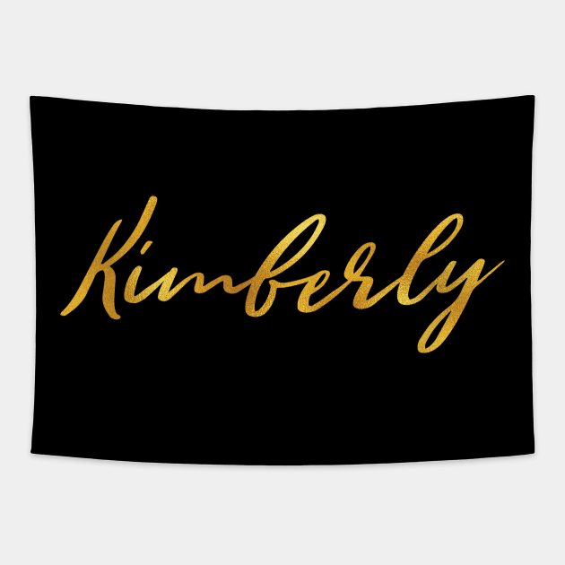 Kimberly Name Hand Lettering in Faux Gold Letters Tapestry by Pixel On Fire