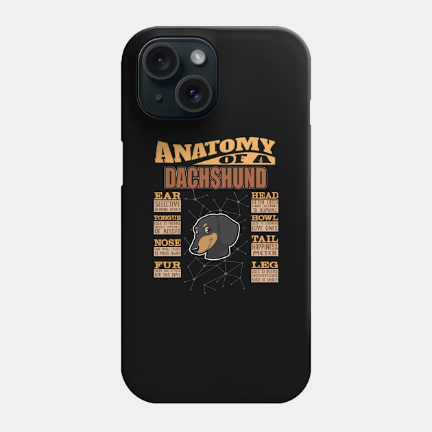 Anatomy Of A Dachshund - Dachshund Wiener,weiner,Dackel, Doxie, Weenie Dog, Wiener Dog,Hotdog, Sausage Dog,dog,face, Phone Case by HarrietsDogGifts