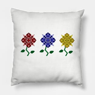 3 Flowers - Geometric Design Pillow