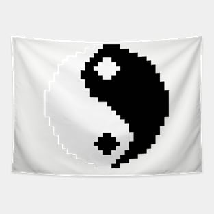 Yin Yang Pixel Art (8-bit) Tapestry