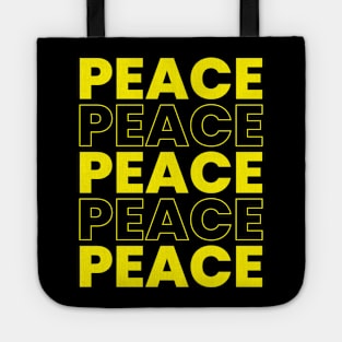 Peace repeated word modern typography design Tote