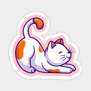 Cute Cat Stretching Cartoon Magnet