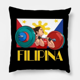 Filipina Pride Philippines Flag Proud Weightlifter Pillow