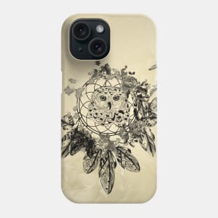 Wonderful owl with flowers Phone Case