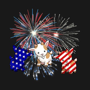 Red White Blue Goat Fireworks Patriotic 4th Of July T-Shirt