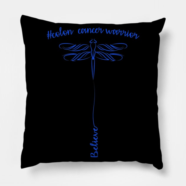 Colon Cancer Awareness Colonoscopy Support Warrior Pillow by hony.white