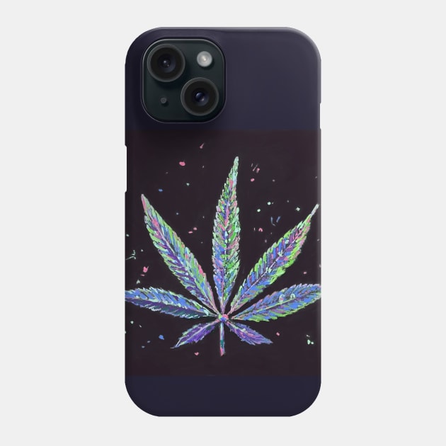 Stoner 420 single colorful cannabis leaf Phone Case by Peaceful Pigments