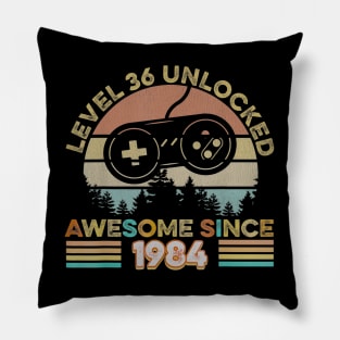 36th Birthday Level 36 Unlocked Born In 1984 Gift Pillow