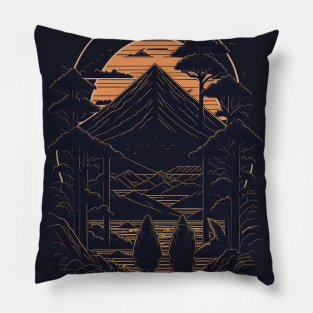 Japanese Village Art Pillow