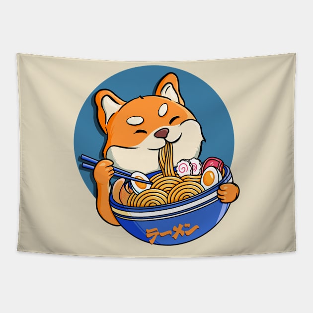 Shiba Inu Ramen Tapestry by Ryuga