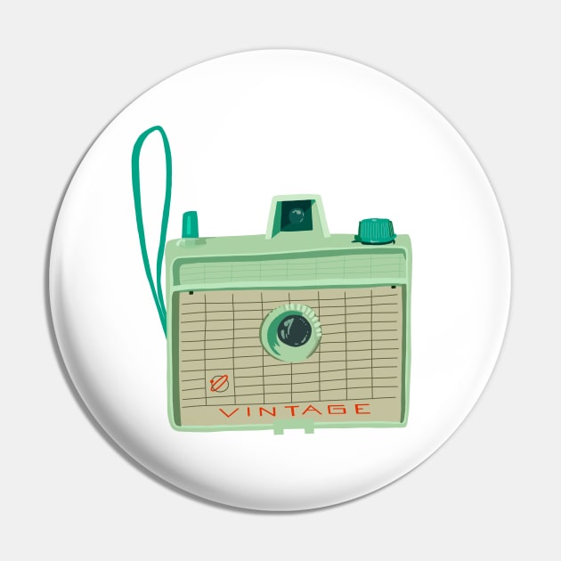 Mint Vintage Camera Pin by jenblove