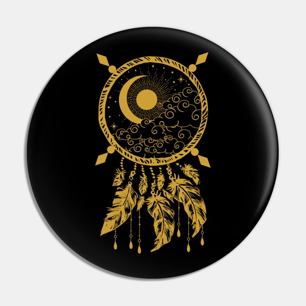 Sun and Moon Dreamcatcher Pin by CelestialStudio