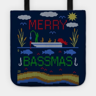 Funny Bass Fishing Merry Bassmas Ugly Christmas Sweater Shirt Tote