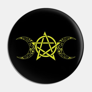 Pentacle and Moon in Lime Pin