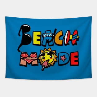 Cute Kawaii Summer Beach Mode Original Typography Colorful Cartoon Tapestry