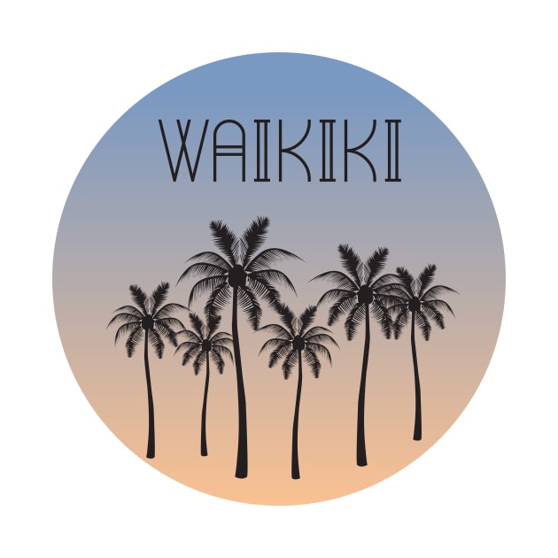 Waikiki Palm Tree Silhouette by The Salty Sailor