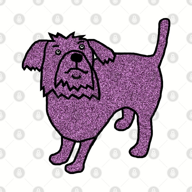 Purple Sparkle Dog Minimal Line Drawing by ellenhenryart