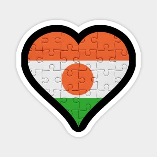 Nigerien Jigsaw Puzzle Heart Design - Gift for Nigerien With Niger Roots Magnet