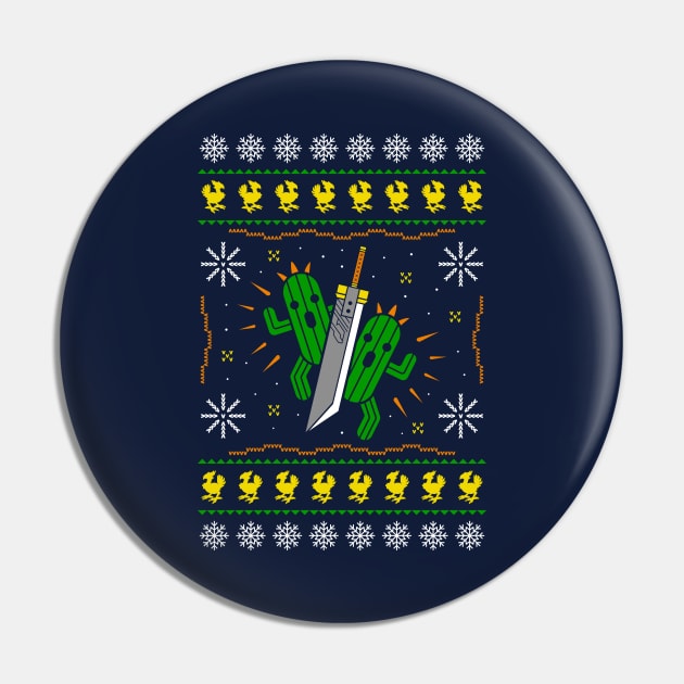 Fantasy Cactuar Ugly Christmas Sweater Pin by logozaste