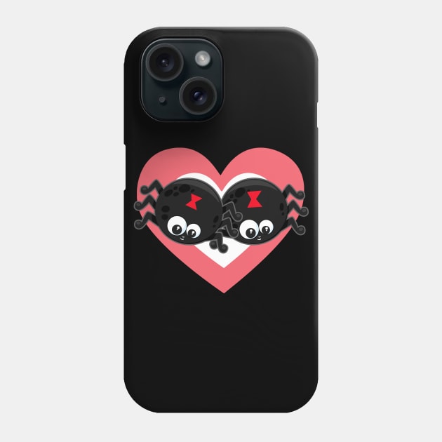 Cute Black Widow Spider Heart for Spider Lovers Phone Case by HeartsandFlags