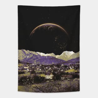 Life Under The Capital Moon - Retro Futurism, Sci Fi, Space Aesthetic Tapestry