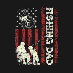 Fishing Dad US American Flag Reel Cool Dad Men Gifts Fathers Day T-Shirt