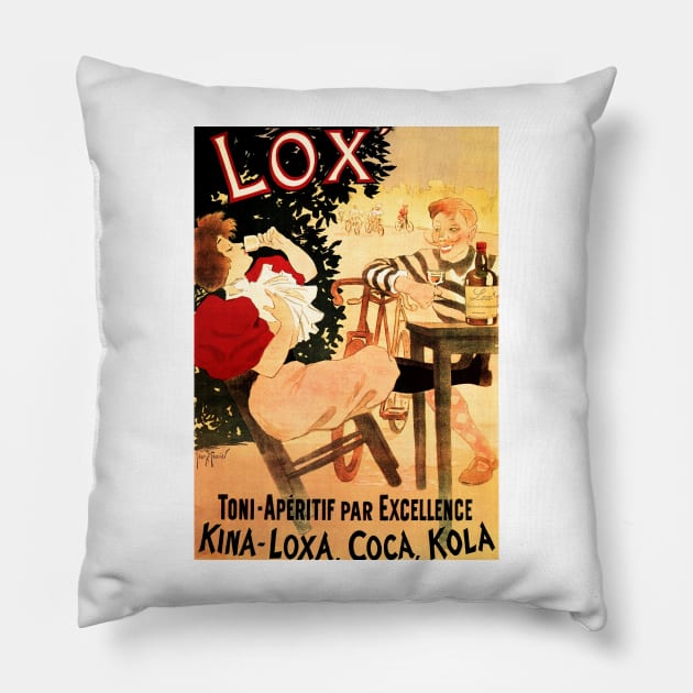 LOX APERITIF PAR EXCELLENCE Vintage French Liqueur Advertisement by Georges Meunier Pillow by vintageposters