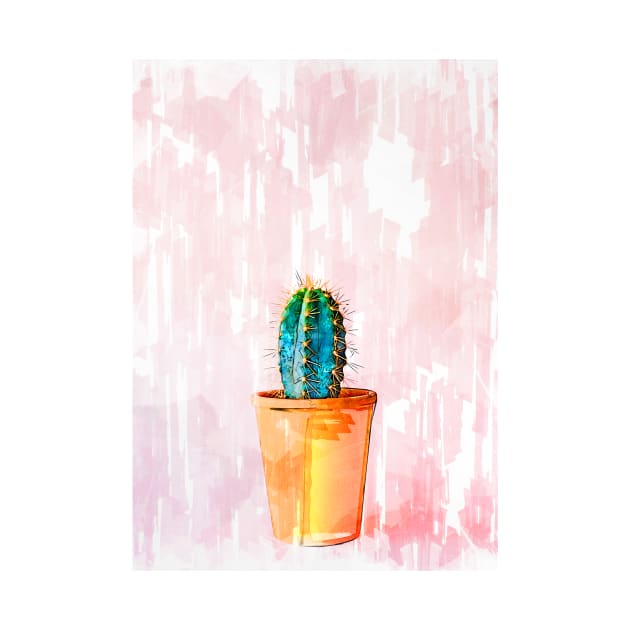 Minimal Mini Cactus In Pot by ColortrixArt