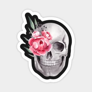 Folral Skeleton With Watercolor Flowers For Plantlovers and Floral Lovers Magnet