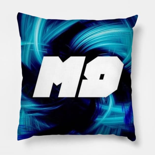 M9 Block Logo with Blue Swirl Background Pillow by Fear.M9