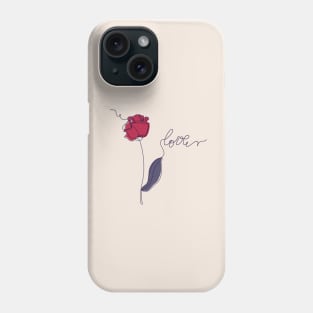 Romantic print with one line art flower Phone Case