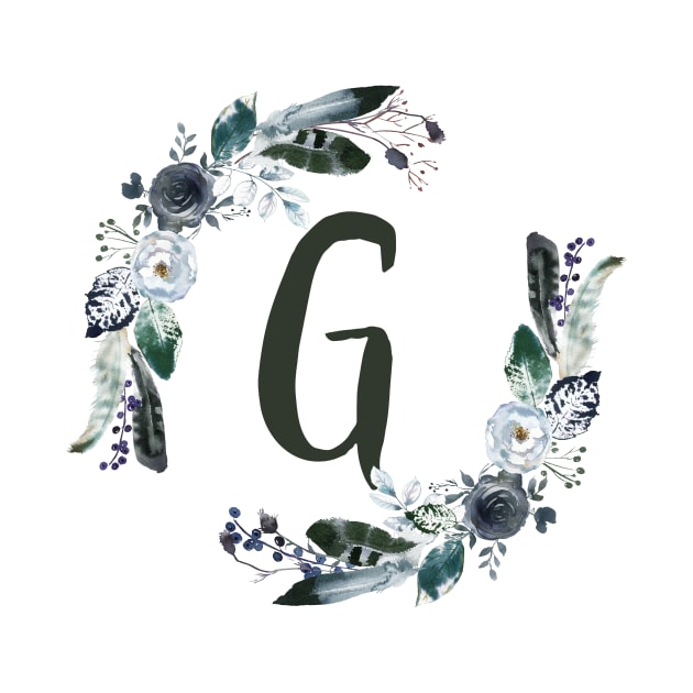 Floral Monogram G Dark Bohemian Flora by floralmonogram