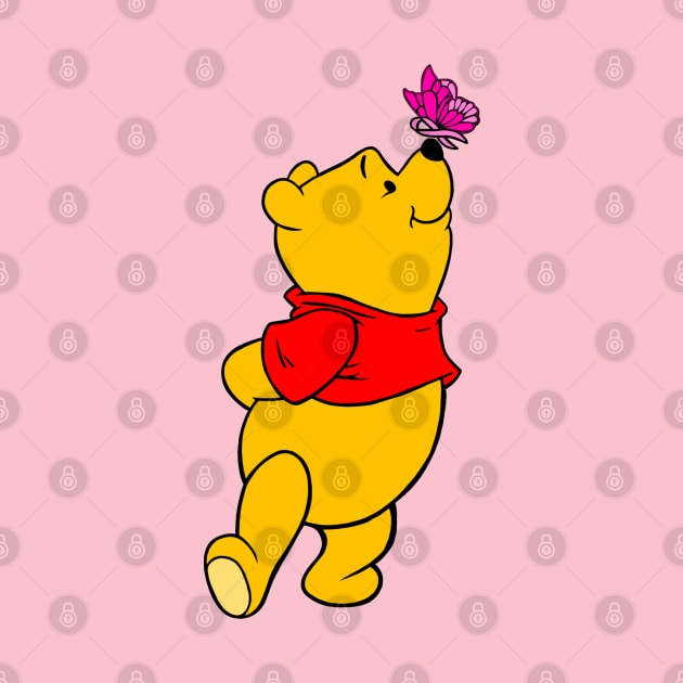 Yellow Bear with Awareness Ribbon Butterfly (Pink) by CaitlynConnor