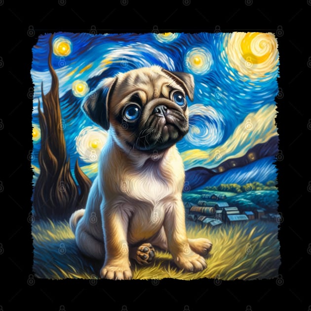 Starry Pug Portrait - Dog Portrait by starry_night