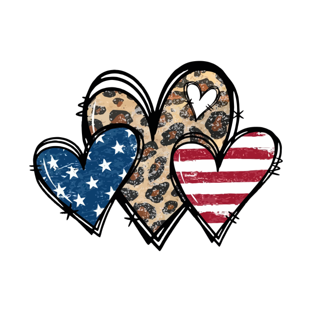 American Flag Hearts Leopard 4th of July Patriotic Women by Crazy Robot