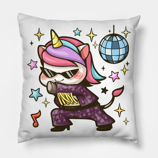 Unicorn Dancing Disco Pillow by Mako Design 