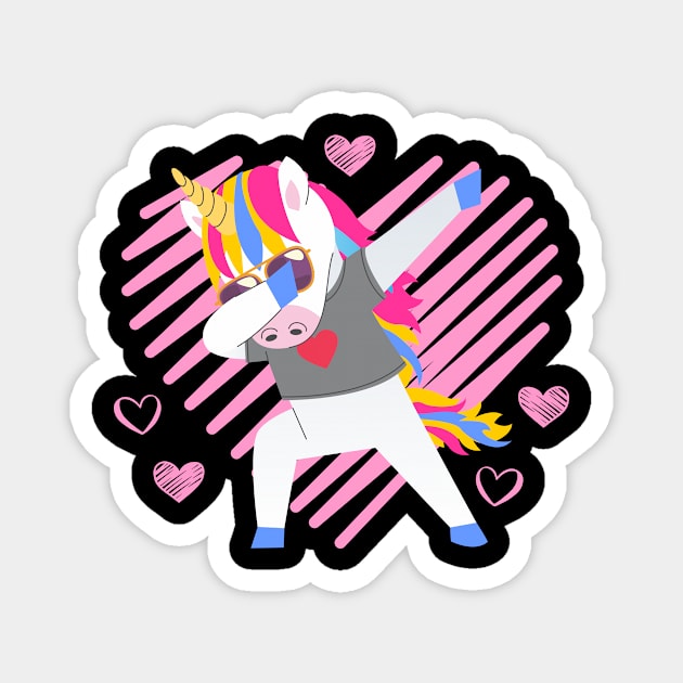 Dabbing Unicorn Hearts Valentine's Day Design Magnet by 2blackcherries