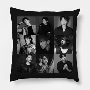 Rain Jeong ji hoon Collage black and white Pillow