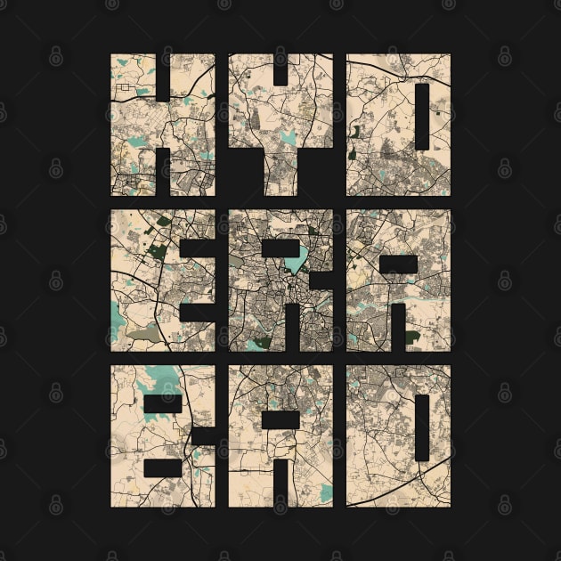 Hyderabad, India City Map Typography - Vintage by deMAP Studio