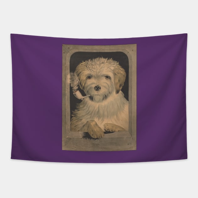 Vintage dog smoking a pipe Tapestry by Captain-Jackson