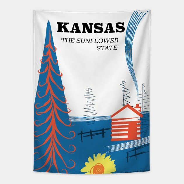 Kansas The Sunflower State Tapestry by nickemporium1