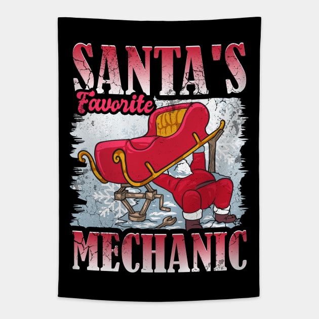 Christmas Santa's Favorite Mechanic Auto Diesel Electrical Tapestry by E