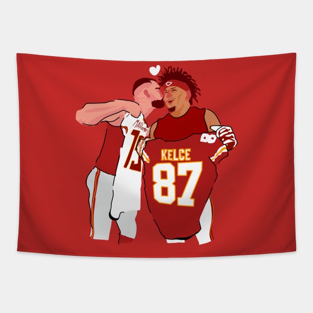 Patrick mahomes 15 x Travis KELCE 87 - Teammate Tapestry by Mic jr