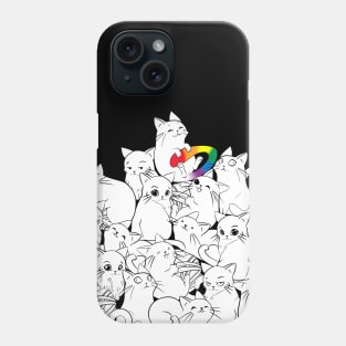 Cats with rainbow flag on the rescue Phone Case