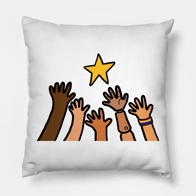 Hands reaching star. Dream, success and motivation concept. Pillow by Nalidsa