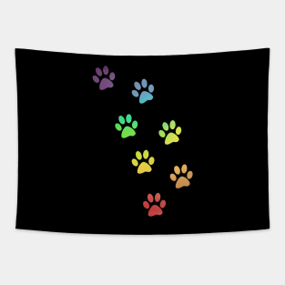 Rainbow Watercolour Paw Prints Tapestry