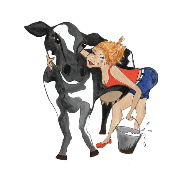 Dairy Cow Girl with milking bucket by Annie18c