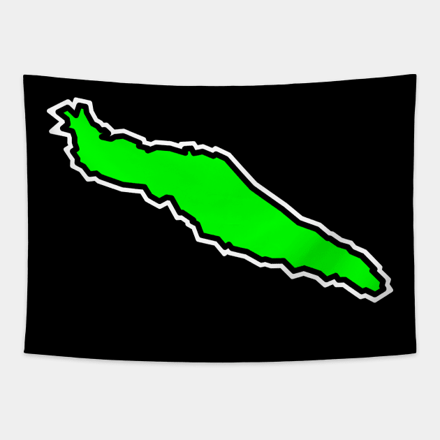 Texada  BC Silhouette - Lime Green - Simple Souvenir Gift - Texada Island Tapestry by City of Islands