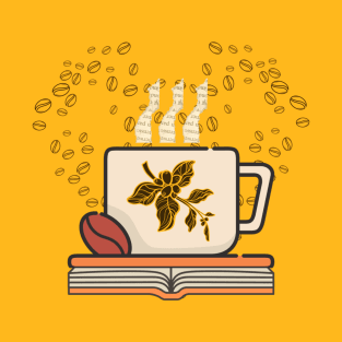Coffee and reading - a cup of coffee placed on top of an open book T-Shirt