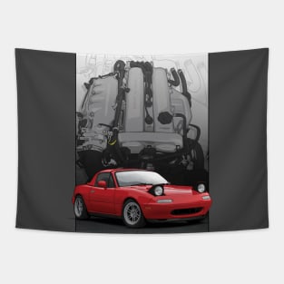 Mx5 / Miata NA with engine background Tapestry